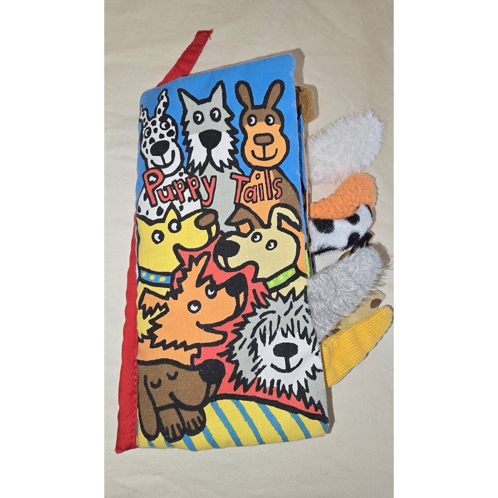 Jellycat Plush Cloth Book Puppy Tails Soft Sensory Crinkle Tags Anne Wilkinson